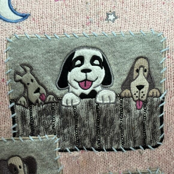 Vintage Big Dogs Embroidered Puppy Dog Turtle Neck Sweater Powder Pink Size L - Picture 7 of 10